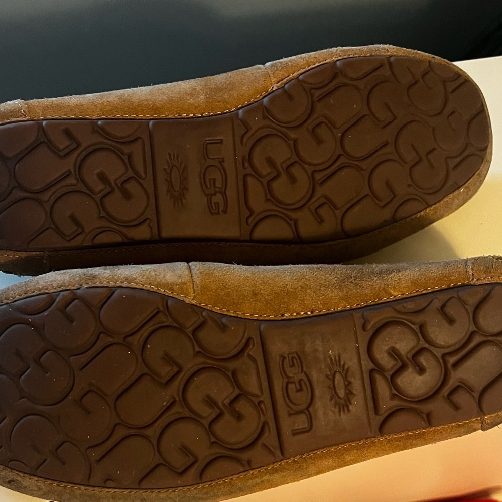 Ugg Tan Suede Slippers With Plush Lining - image 3